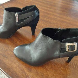 Vince Camuto black leather high heel bootie